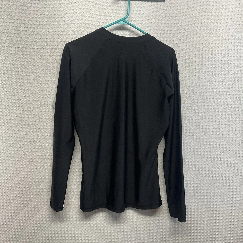 ATTRACO Black and White Color-Block Long Sleeve Swim Shirt UPF50+ Rash guard XL